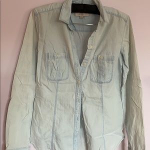 Ann Taylor loft distressed button down shirt